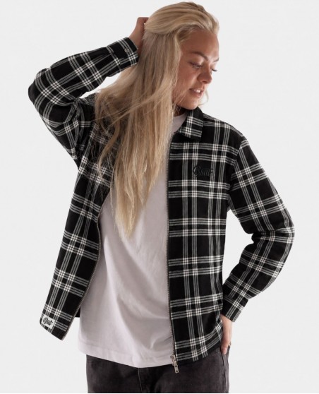 BSAT Studio Flannel Zip Shirt Grid Black