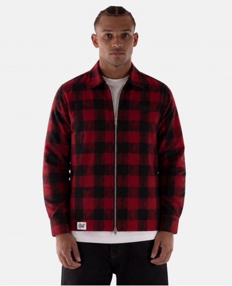 BSAT Studio Flannel Zip Shirt Grid Red Art Script Limited Edition