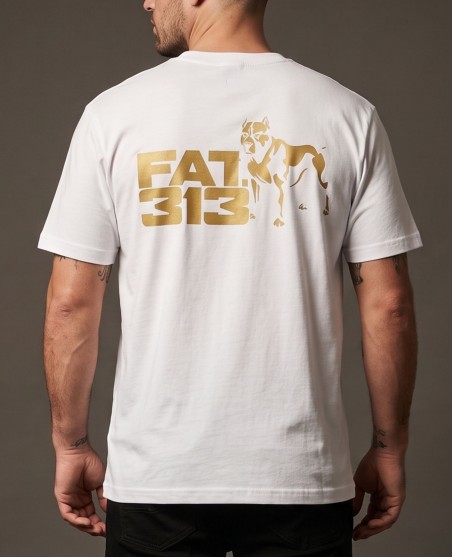 FAT313 Fatcap Double Print T-shirt White n Gold
