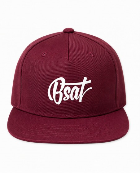 BSAT Logo Flat Brim Snapback Cap Burgundy