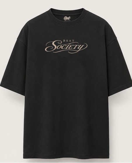 BSAT Society Script Box Fit T-Shirt - Black