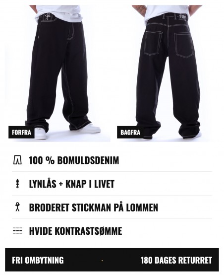 BSAT Stickman Baggy Jeans The Fingers Black Vol.2