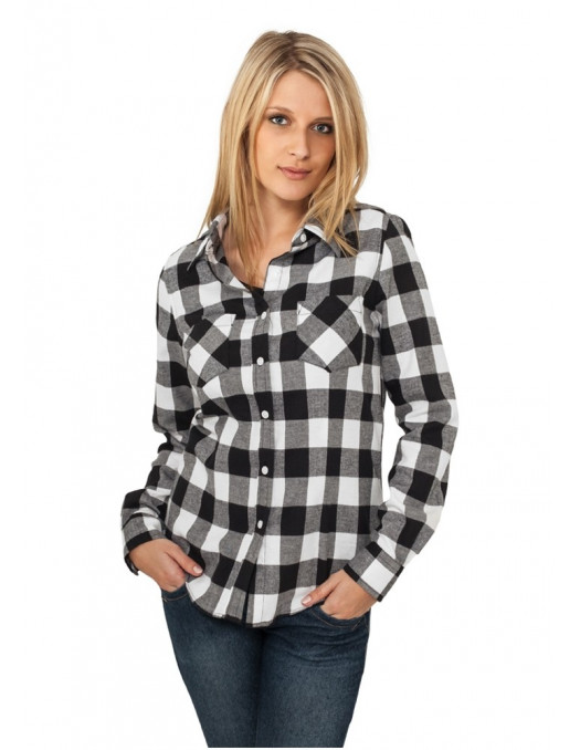 Urban Classics Ladies Checked Flanell Shirt blk/wht