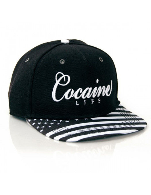 Cocaine Life Snapback Cap Stars and Stripes Black