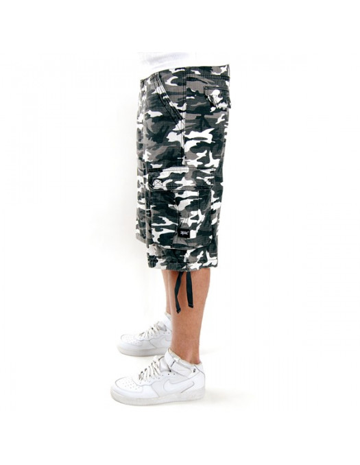 2Pac Cargo Shorts White Camo Enemy