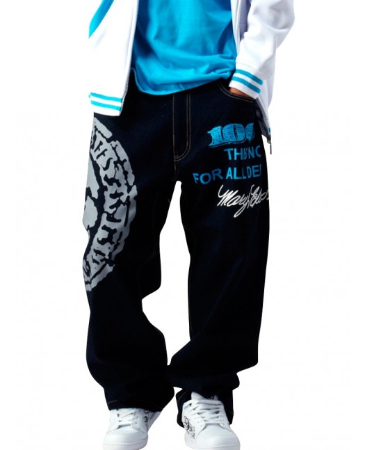 Townz Baggy Jeans Hustle Or Die Blue