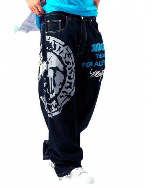 Townz Baggy Jeans Hustle Or Die Blue