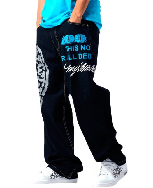 Townz Baggy Jeans Hustle Or Die Blue