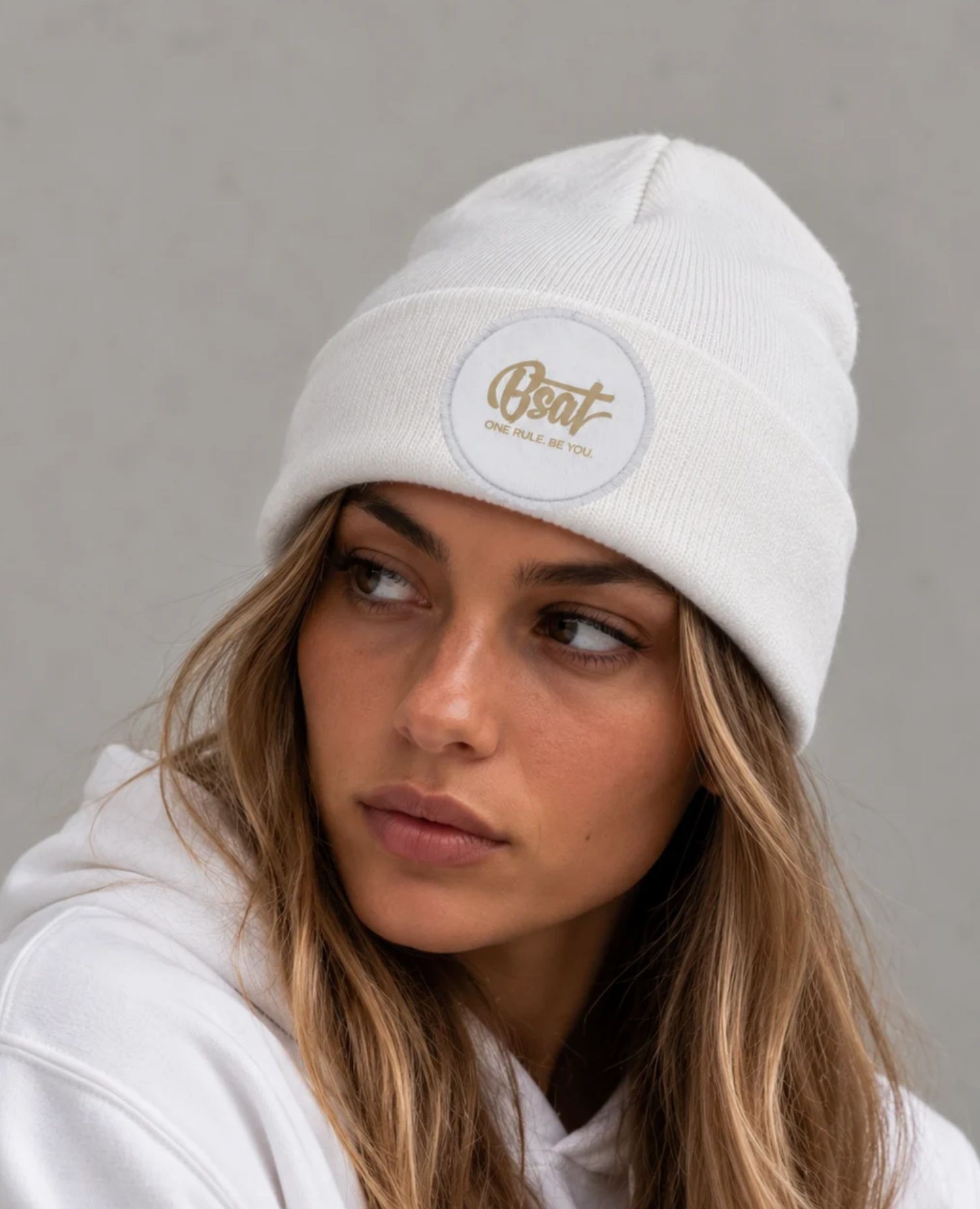 White BSAT Beanie