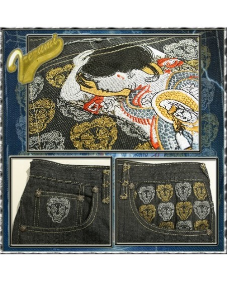 Irezumi Baggy Jeans, Japanese Red Monkey Tattoo