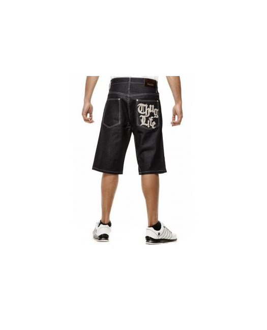 Thug Life Denim Shorts Raw Denim Blue