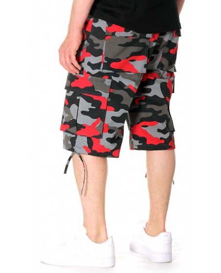 Camo Cargo Shorts BLK/RED
