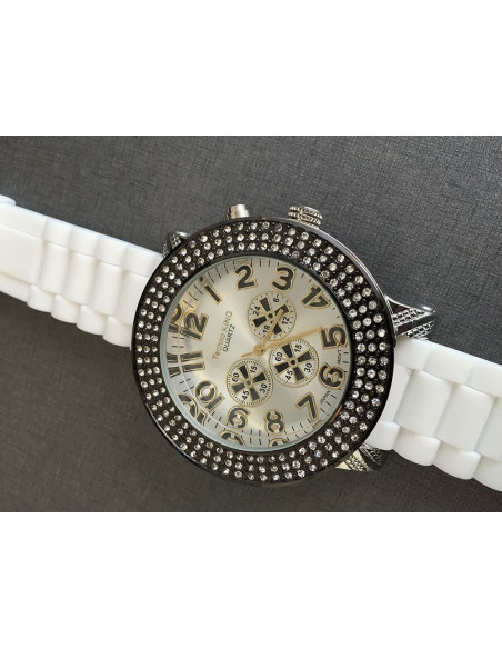 BlingKing Rubber Watch White/Silver