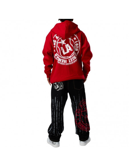 SET LA Röd, Huvtröja + Jeans