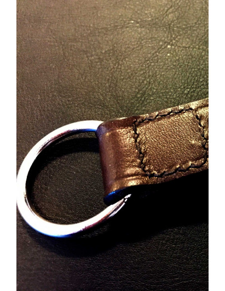 FAT313 Leather Keychain Embossed Logo Brown