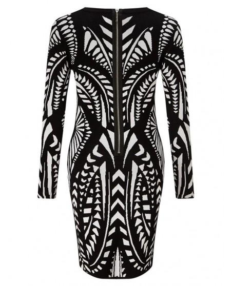 Grafisk LS Kjole Svart/Hvit