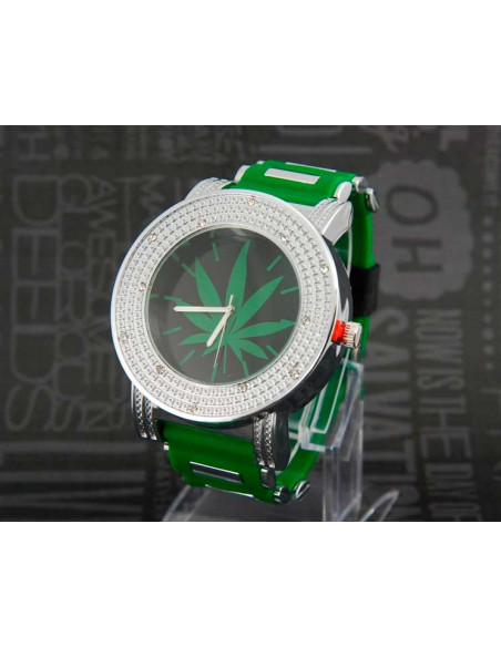 Rubber Band Watch Silver Green