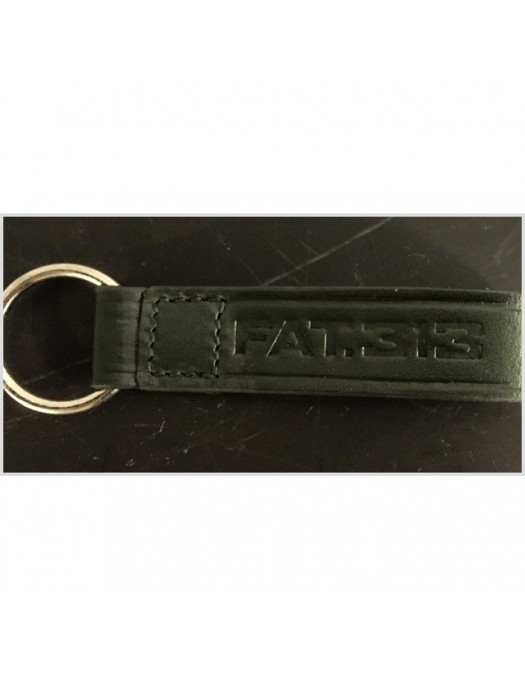 FAT313 Leather Keychain Embossed Logo Green