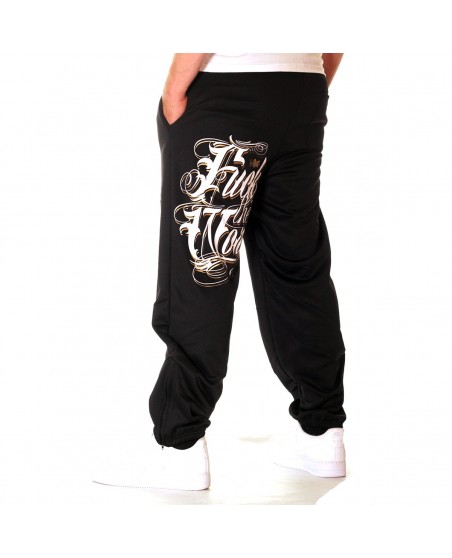 BSAT Fuck The World Sweatpants Black/White/Gold
