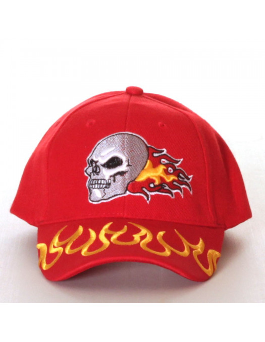 Baseball cap, Flamin Skull Red
