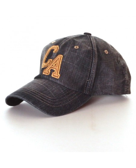 Washed CA Denim Baseball Cap/Black