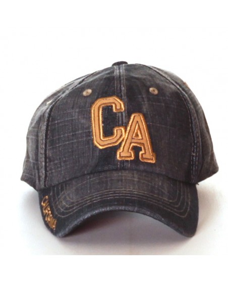 Washed CA Denim Baseball Cap/Black