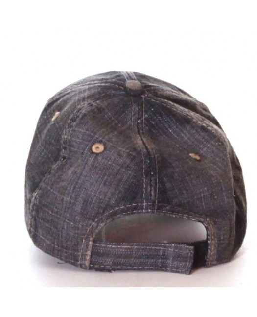 Washed CA Denim Baseball Cap/Black