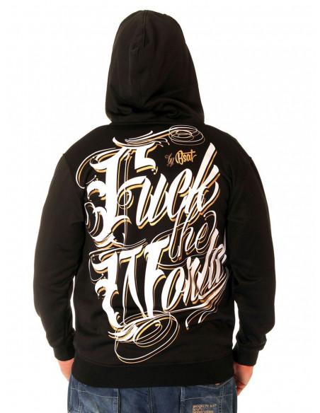 BSAT Fuck The World ZipHoodie Black/White/Gold