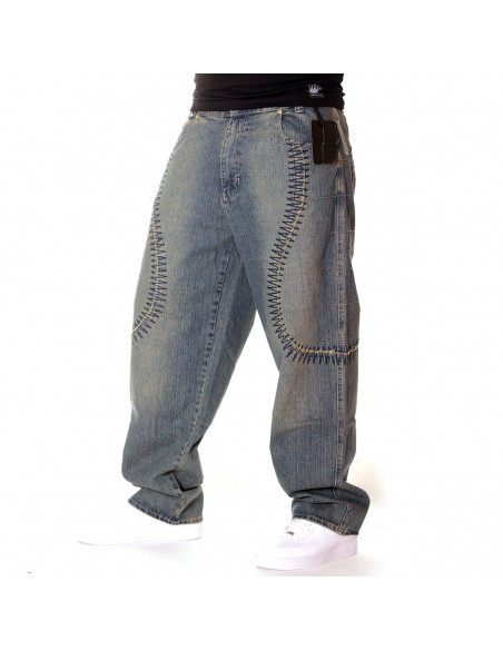 Sean John Premium Baggy Pants Big Bue Stitches