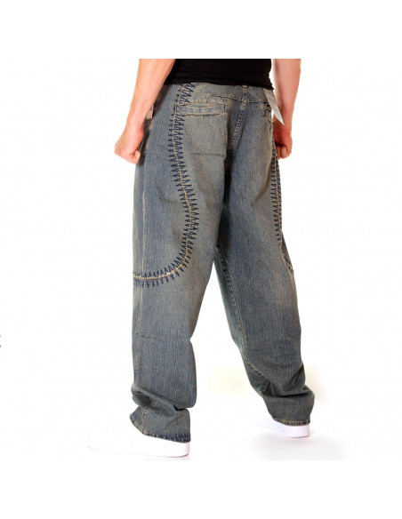 Sean John Premium Baggy Pants Big Bue Stitches