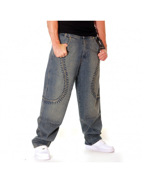 Sean John Premium Baggy Pants Big Bue Stitches