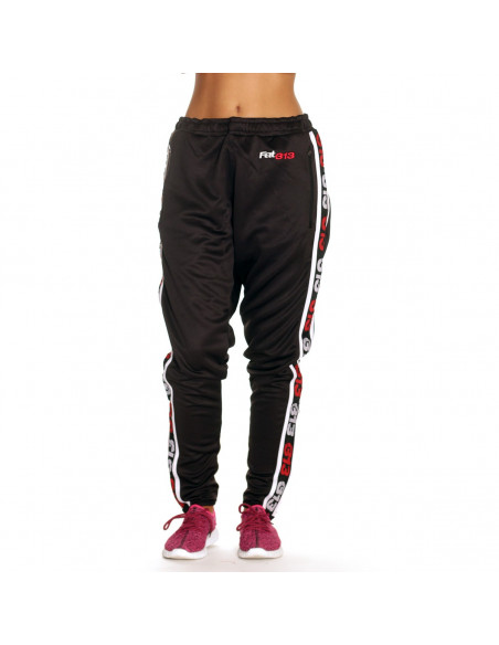 Endurance Track Pants Black with RedNWhite Stripe by FAT313