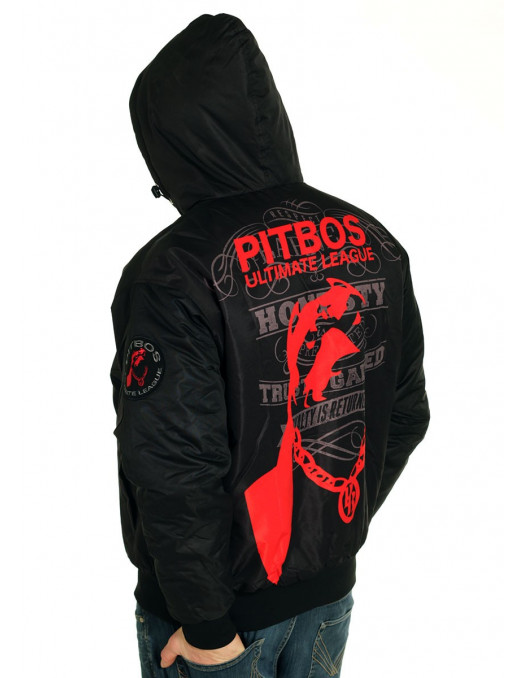 Pitbos Dog Winter Jacket BlackNRed