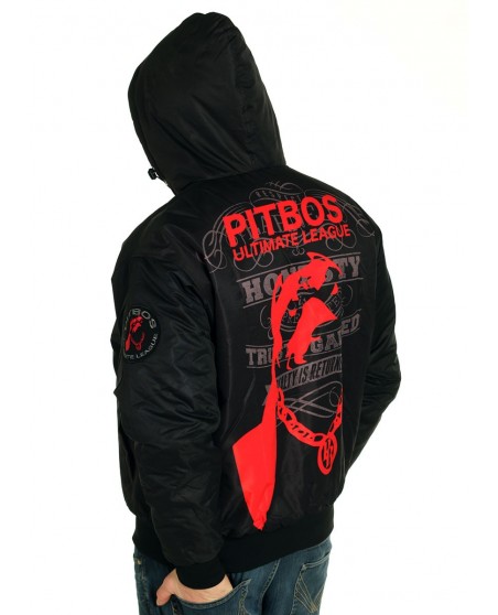Pitbos Dog Vinter Jakke Svart/Rød
