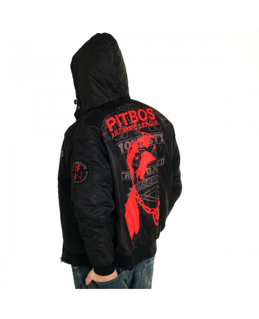Pitbos Dog Vinter Jakke Svart/Rød