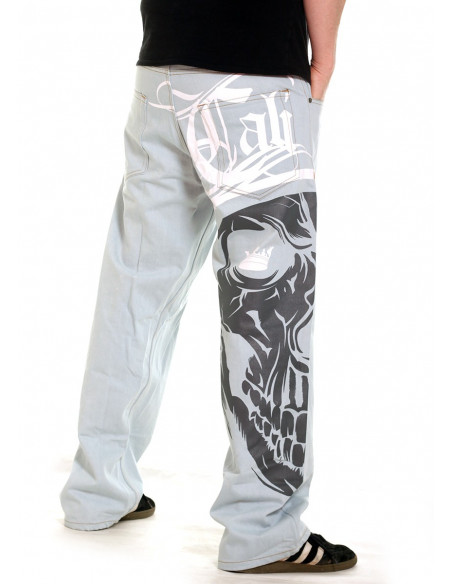 Cali Skull Baggy Jeans Skyblue by BSAT