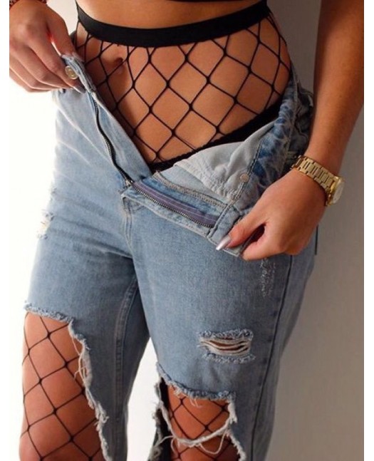 Big Hole Stockings Black