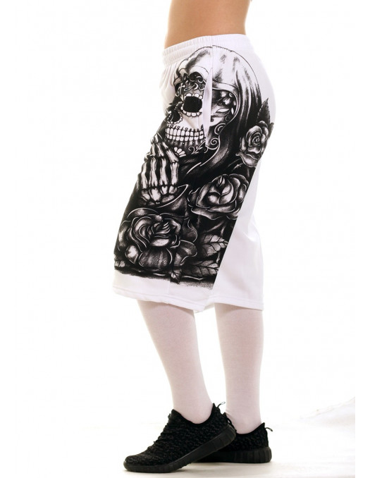 Praying Skull SweatShorts WhiteNBlack