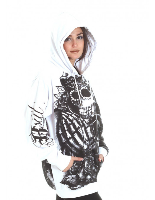 BSAT Praying Skull ZipHoodie WhiteNBlack
