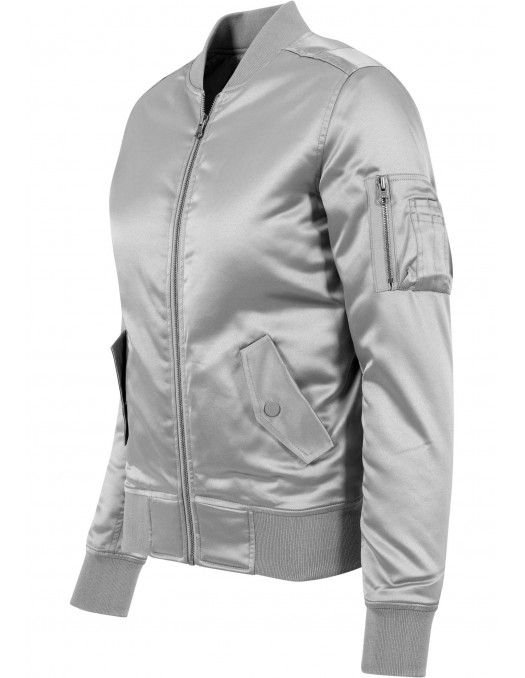 Urban Satin Bomber Jacket Silver