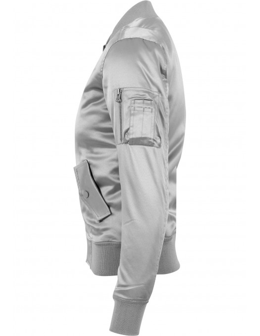 Urban Satin Bomber Jacket Silver