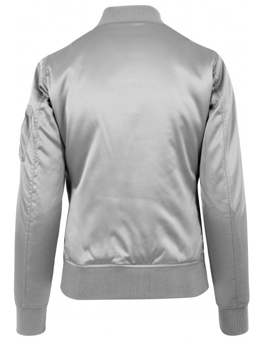 Urban Satin Bomber Jacket Silver