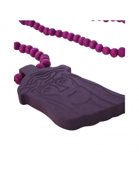 Wood necklace, Jesus Purple