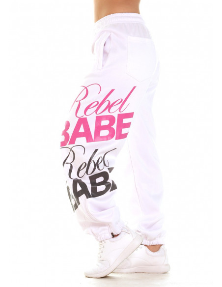 RebelBabe White Sweatpants Rosa/Grå by BSAT