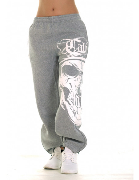 Cali Skull Ladies Sweatpants Grey by BSAT