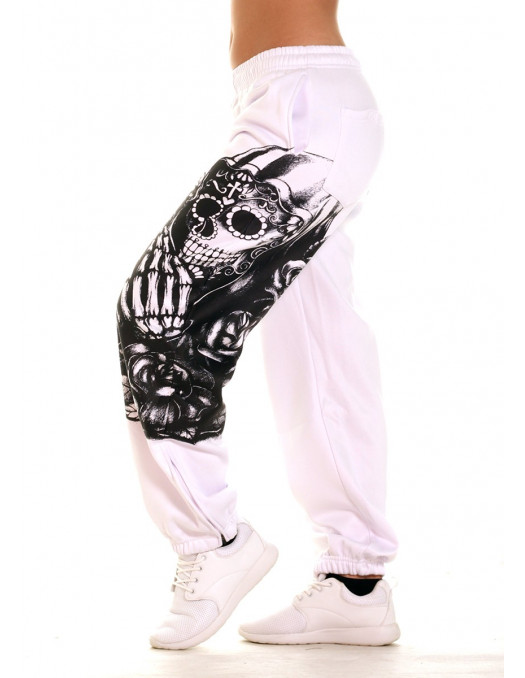 Praying Skull Ladies Sweatpants White...
