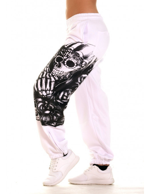 Praying Skull Ladies Sweatpants White by BSAT