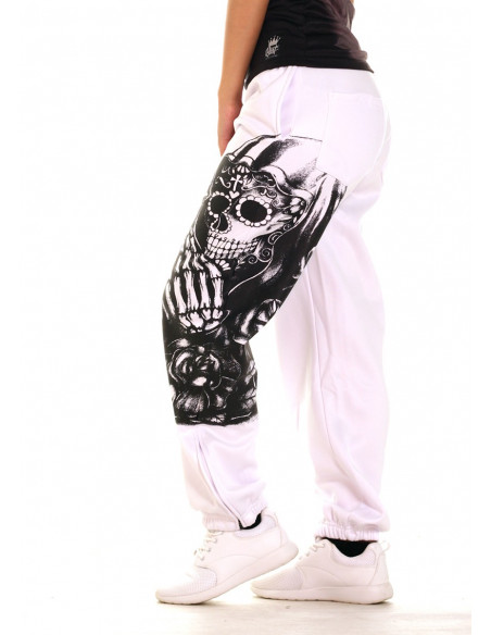 Praying Skull Ladies Sweatpants White by BSAT
