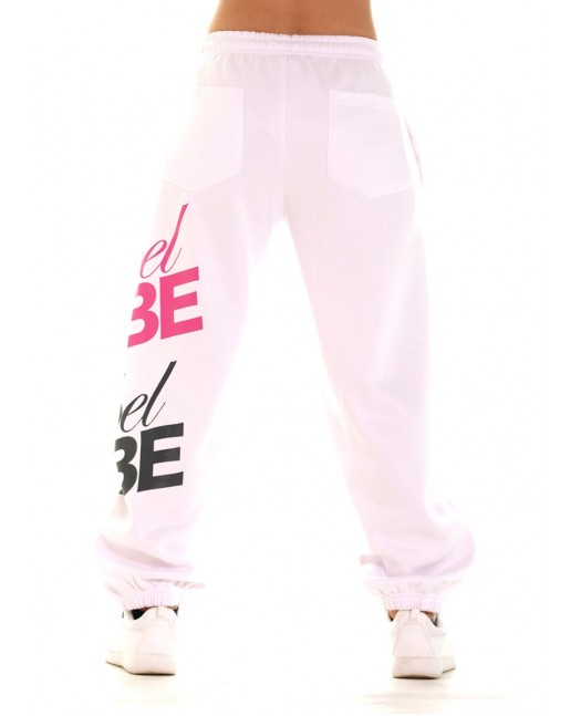 RebelBabe Hvit Joggebukse Rosa/Grå...