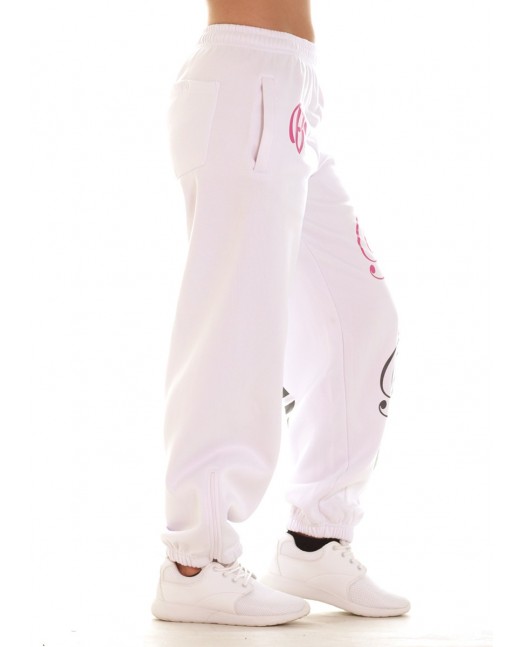 RebelBabe Hvit Joggebukse Rosa/Grå...